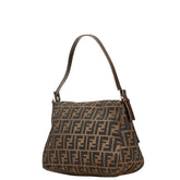 フェンディ ズッカ マンマバケット ハンドバッグ ブラウン キャンバス レザー レディース FENDI 【中古】